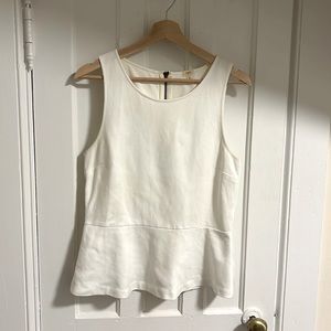 J Crew White Sleeveless Peplum Top (Size S)